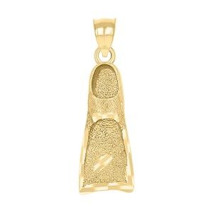 10kt 10k Yellow Gold Unisex Textured Swim Fins Charm Pendant